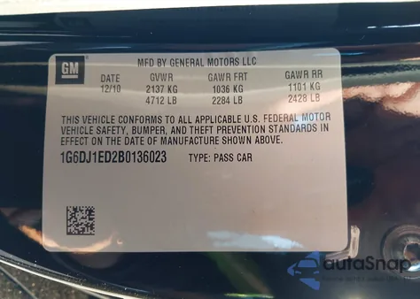 2011 Cadillac Cts Performance из США, поврежденный, VIN 1G6DJ1ED2B0136023